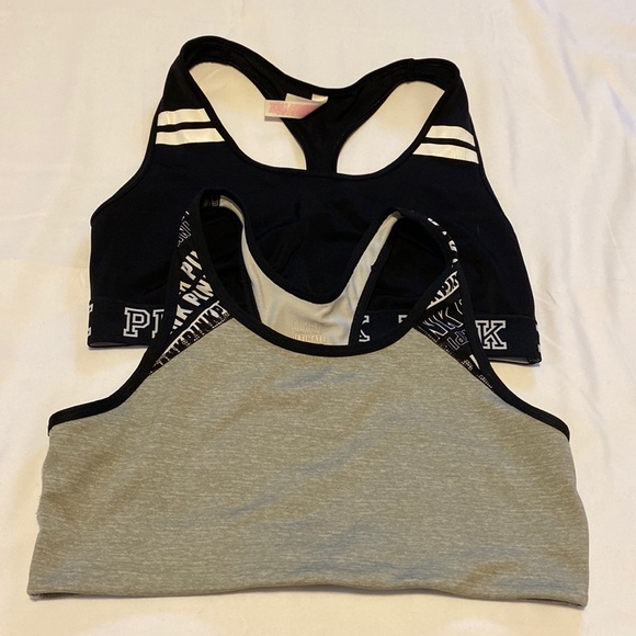 PINK Victoria's Secret Other - 2 Victoria’s Secret Pink sports bras grey and black size large